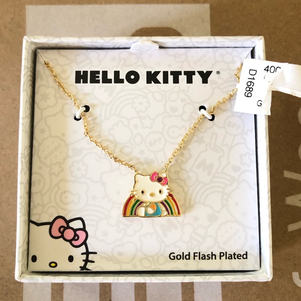 New Hello Kitty Rainbow Gold Coated Charm Necklace